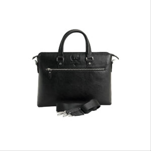 Túi Xách Công Sở Da Bò Dập Vân Sần Lá Đen Lịch Lãm