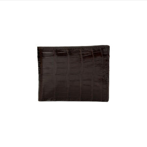 Ví Cá Sấu Da Bụng Nâu Một Mặt